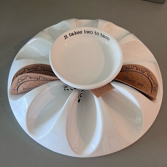 Mud Pie White Taco Shell Platter - Picture 2 of 8